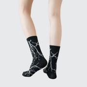 Techwear lightning socks thunder print pattern type black