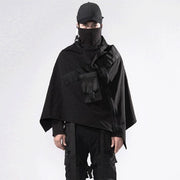 Techwear ninja poncho high collar style