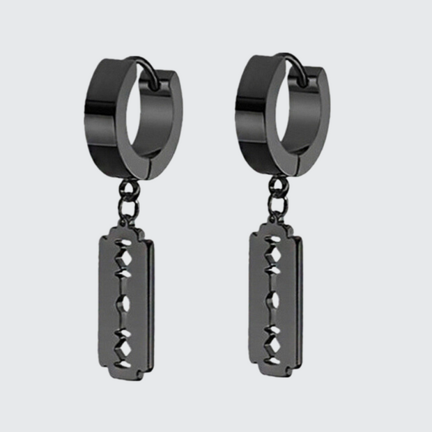 Techwear razor blades black earrings unique shape drop earrings type