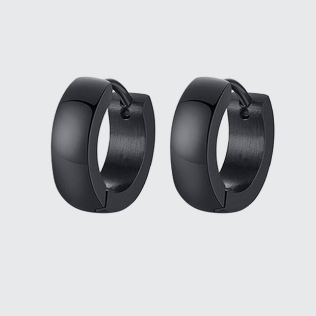 Techwear solid black earrings unique shape hoop earrings type