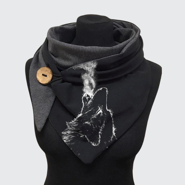 Techwear wolf scarf print pattern type black