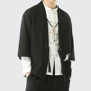 Traditional japanese kimono jacket v neck collar style 