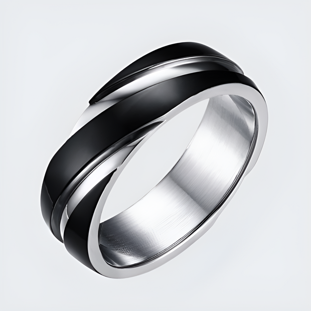 Twist titanium ring streetwear style rings black
