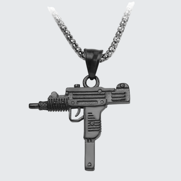 Uzi gun necklace stainless steel metal type