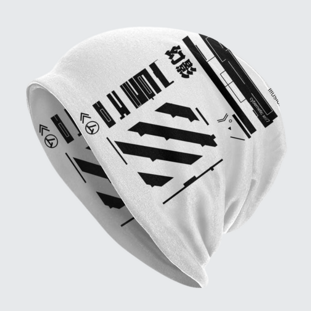    White techwear beanie cyberpunk design beanie 