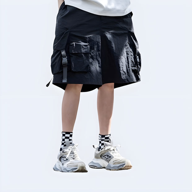 Cutting-edge dark reflective shorts with a sleek side profile. Perfect for those who move fast and stay seen.