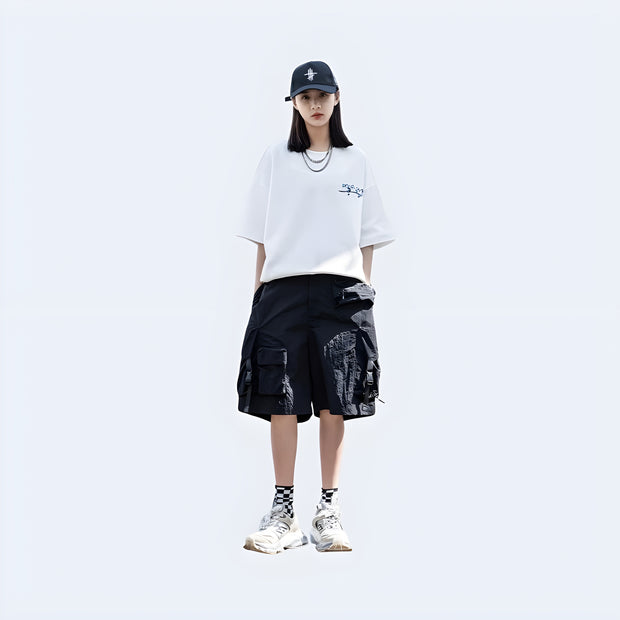 Step up your game with these dark reflective shorts — sleek, stealthy, and built for the urban night. Reflect your style, day or night.