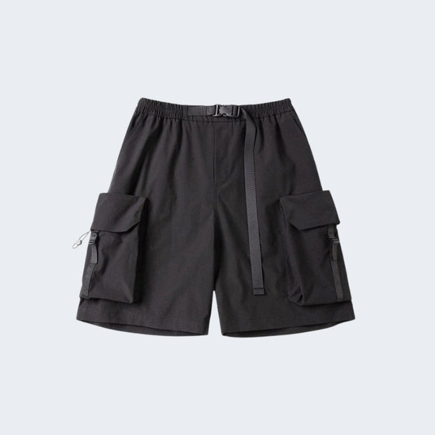 Elevate your streetwear game with these essential baggy black cargo shorts. Featuring a relaxed fit, multiple utility pockets, and a bold techwear aesthetic — perfect for everyday edge and comfort.