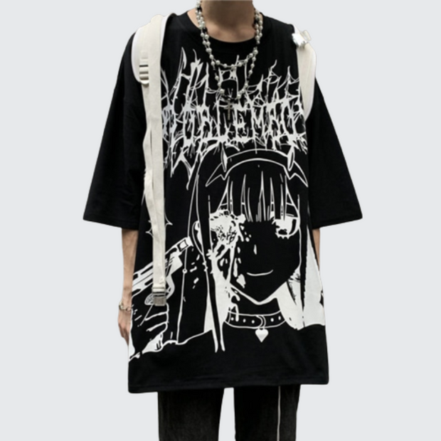 Gothic anime t-shirts high quality print on the front