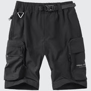 Men's tactical cargo shorts buckle closure elastic waist