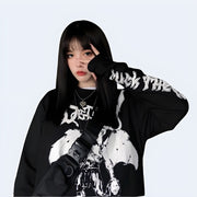 Reflective demon long sleeve t-shirt o neck collar style