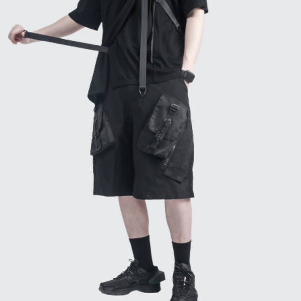 SILENSTORM techwear short black multiple pockets decoration