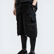 Whyworks techwear short black multiple pockets decoration