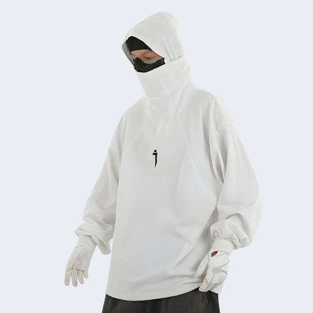 Man wearing white double layered hoodie mens