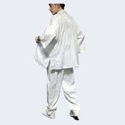 Man wearing white Japanese kimono back