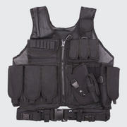 Zip up tactical vest zipper closure black