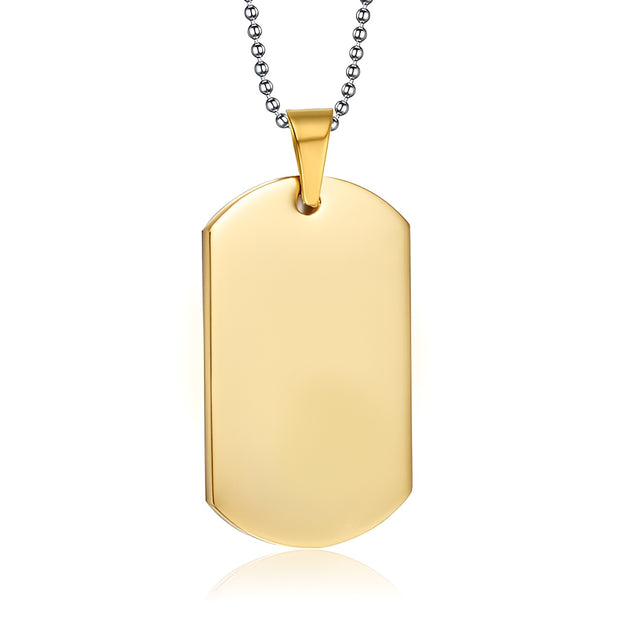 Solid military tag necklace gold