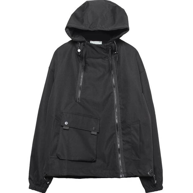 Cargo jacket black comes with hood
