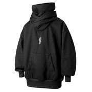 Black high neck collar style on hoodie 