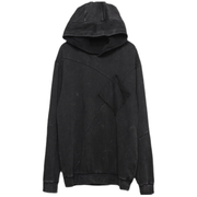 Unisex wearing black techwear hoodie shirt