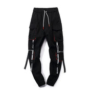 Techwear pants with straps front view