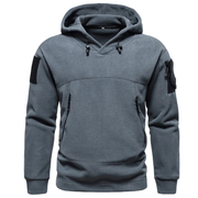 Tactical fleece hoodie adjustable hood dark grey