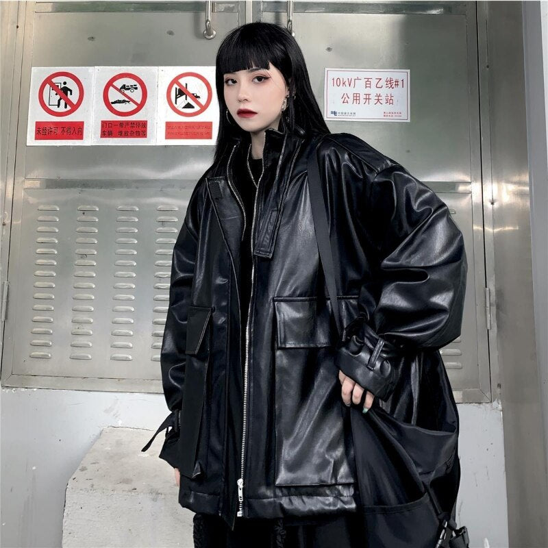 Gothic Leather Jacket Women's – Techwear UK