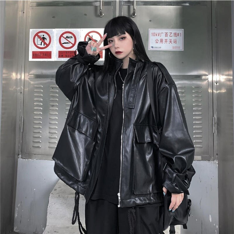 Female Goth Leather Gothic Leather Jacket Women's – Techwear UK