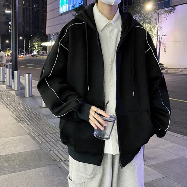 Hoodie With Reflective Stripes Techwear UK