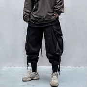 Black techwear samurai pants durable fabric