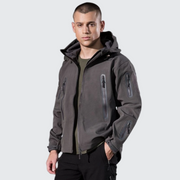 Man wearing urban tactical hoodie adjustable hood
