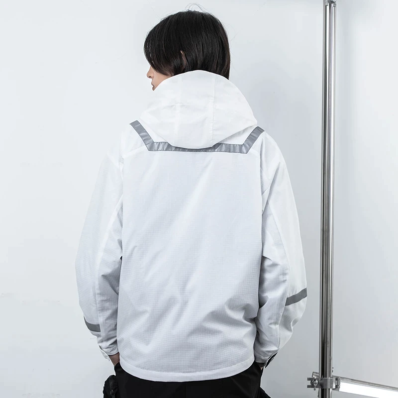 White reflective hoodie Clearance