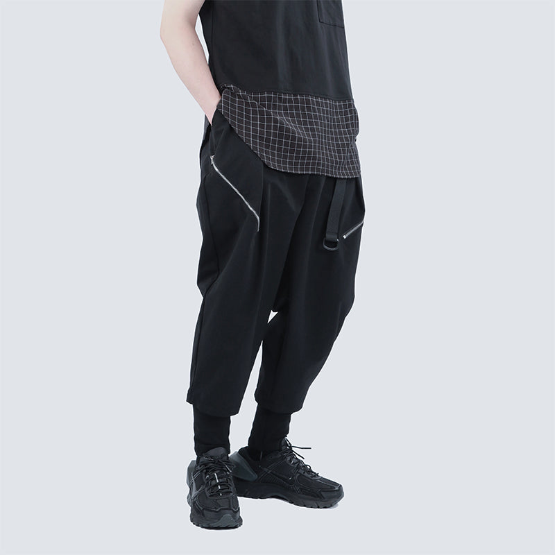 Washed jeans Chinese style harem pants