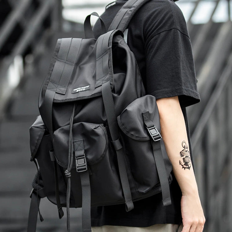 Techwear Laptop Backpack - Anti-Theft Slim Daypack Fits 15" Laptop, Streetwear Style With Hidden Pocket - View #9