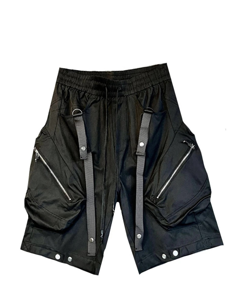 Functional Zip Pocket Black Cargo Shorts