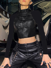 Gothic Dark Leather Tops