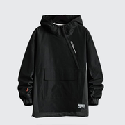 Black tech wear hoodie big pocket on the front