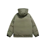 Unisex wearing army green cargo jacket comes with hood