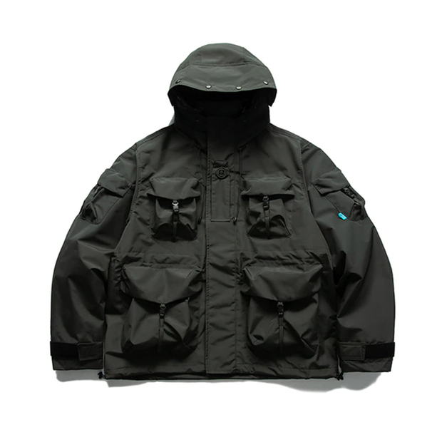 Black blue cargo jacket mens comes with hood