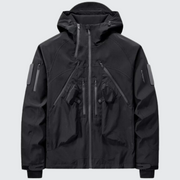 Black cargo jackets for men zipper closure