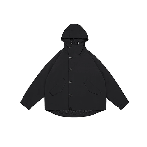 Unisex wearing black streetwear rain jackets multiple pockets decoration