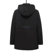 Unisex wearing black tactical waterproof winter jacket comes with hood