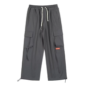 Suitable for men grey wide leg cargo trousers