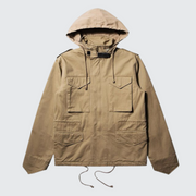 Khaki cargo jackets men zipper closure