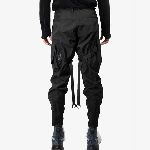 Man Wearing black Scarlxrd Cargo Pants back side view