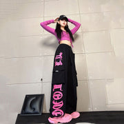 Black And Pink Cargo Pants