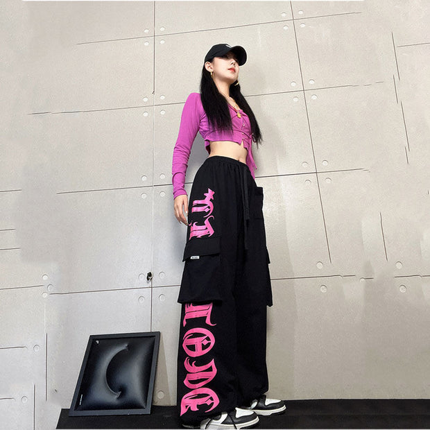 Black And Pink Cargo Pants