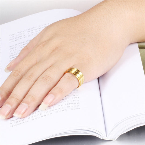 Three Lines Stainless Steel Ring