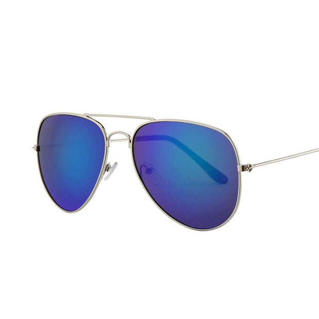 aviator sunglasses silver blue green