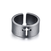 Silver Open Cross Ring
